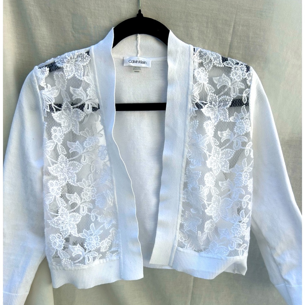 Calvin Klein shrug/cardigan Lacey top long sleeve